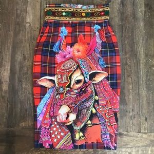 Stella Jean Sacred Tribal Cow pencil skirt